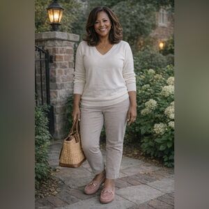 Women's Pink Suede Loafers with Chain Accent